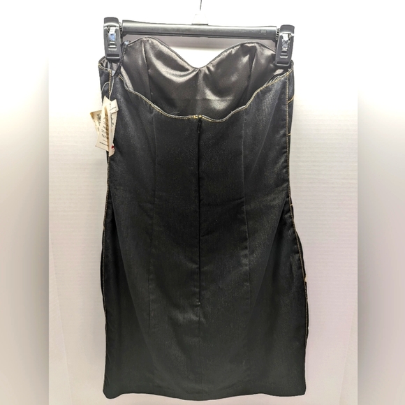 Jessica McClintock Gold Flower Strapless Dress - Picture 3 of 6